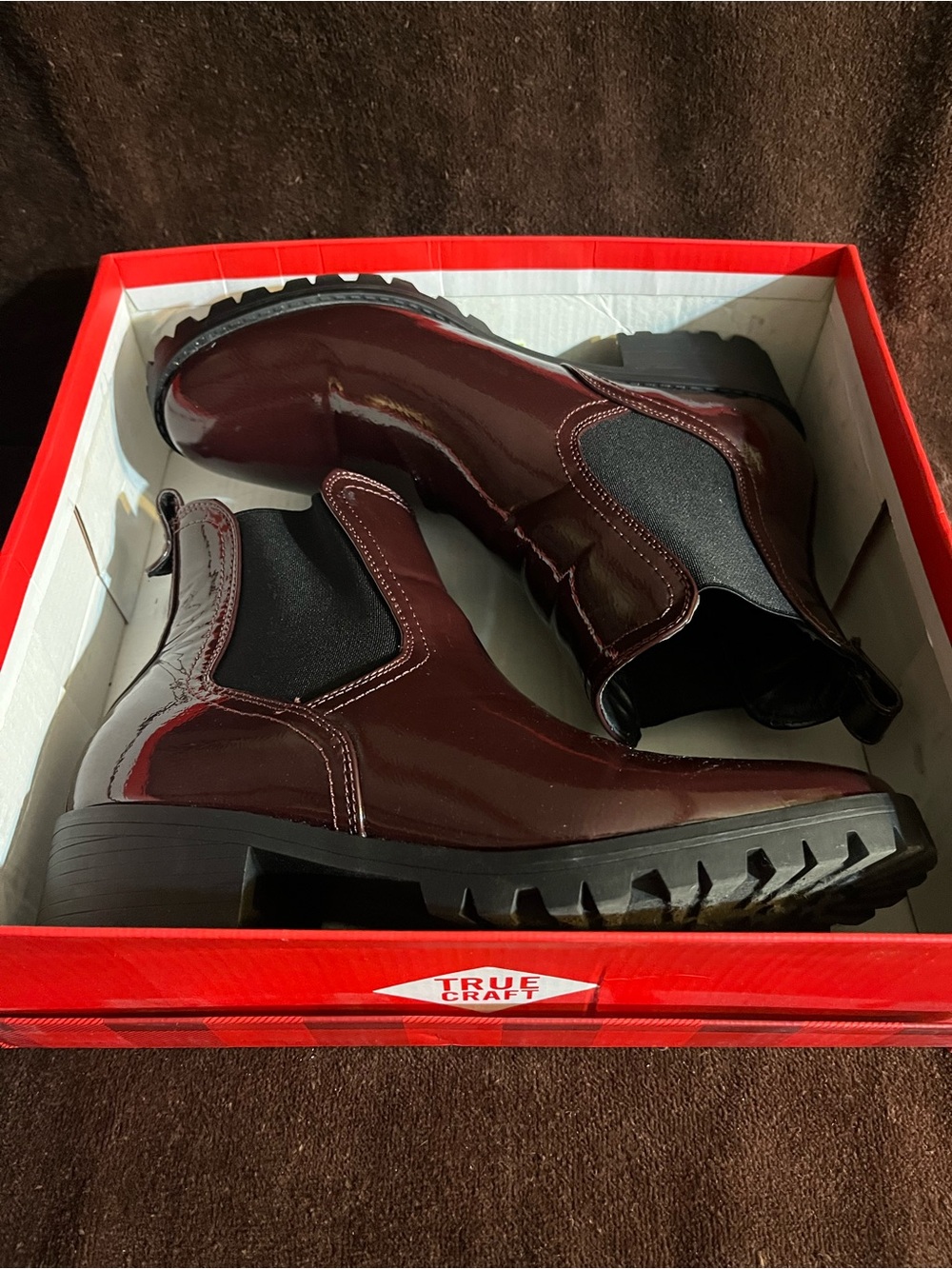 True Craft Women’s Burgundy Patent Chukka Boots